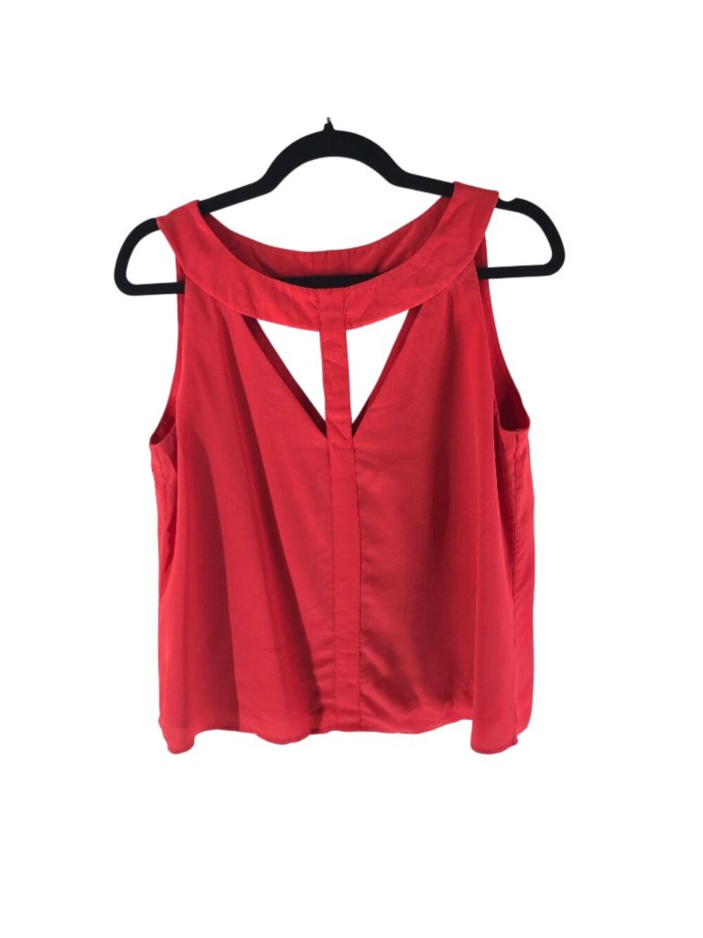 BCBGMAXAZRIA Womens Red Silk Sleeveless Keyhole Cutout Top Size M